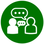 two people with chat bubbles showing a conversation