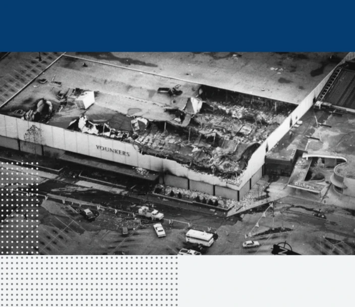 Younkers building damage following fire.