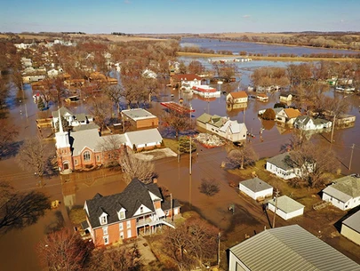 Flooding in Hamburg, Iowa, in 2019.