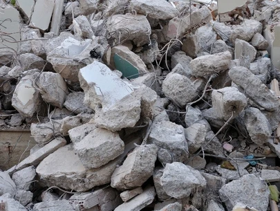 Pile of rocks due to earthquake damage