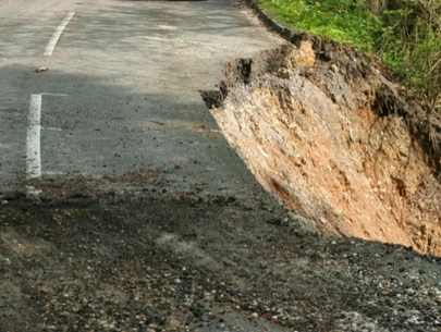 Landslide causes road to break away