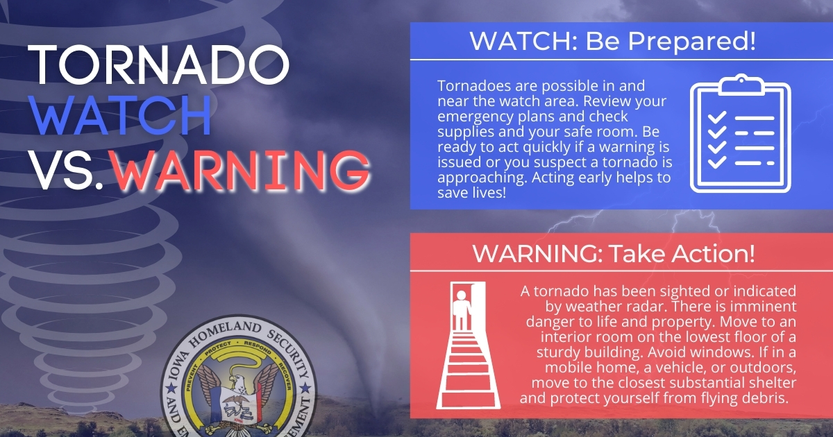 Tornado Watch vs Warning Graphic